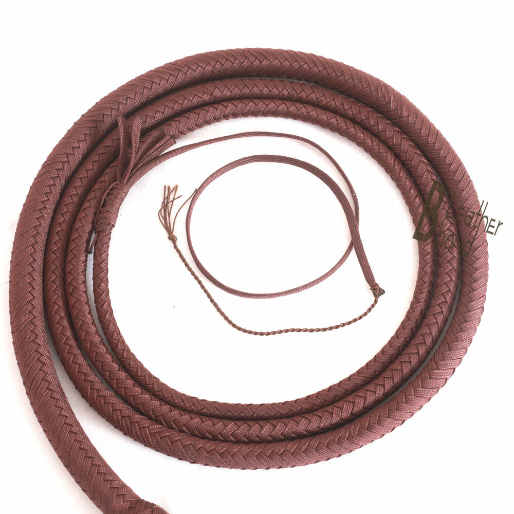 Indiana Jones Bull Whip 6 to 16 Foot 12 Plaits Brown Nylon Para-cord Bullwhip