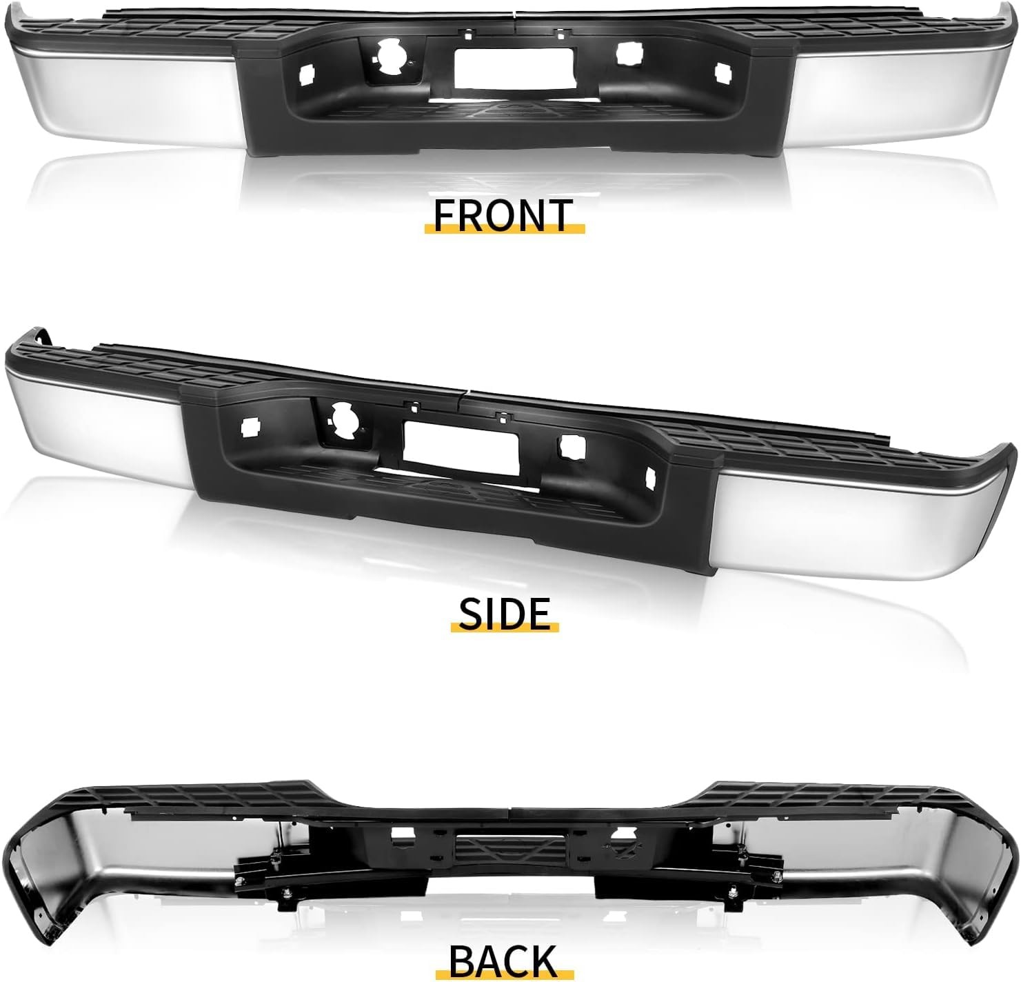 Rear Step Bumper Assembly Compatible With 2007-2013 Chevy Silverado 1500 & GMC
