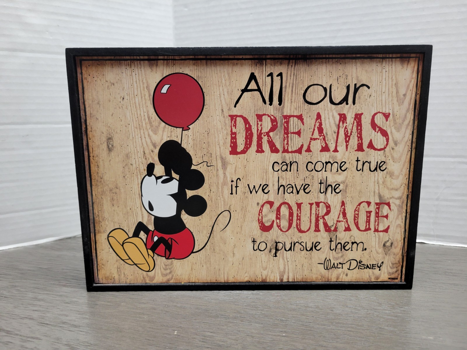 Walt Disney Quote All Our Dreams Can Come True…Mickey Framed Wood Wall Décor