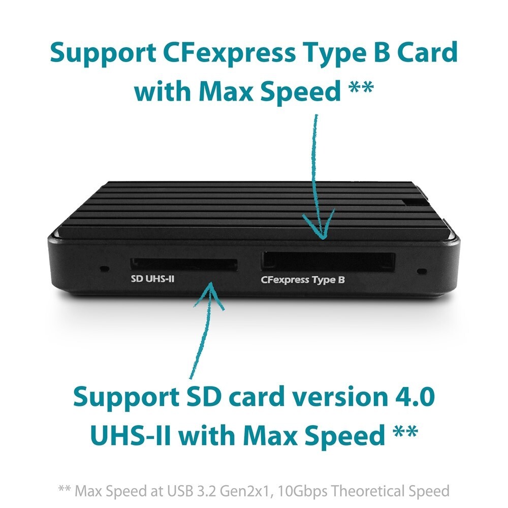 Vantec USB 3.2 Gen2x1 CFexpress Type B And SD 4.0 UHS-II Dual LUN Card Reader