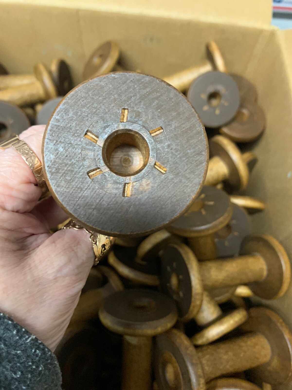 10 Silk Spools Bobbins Wood Factory Reclaimed Industrial Quills Wooden Textile