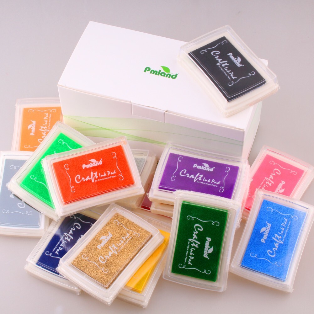 PMLAND Stamp Ink Pads for Craft, Stamp on Paper, Wood or Fabric, 15 Colors