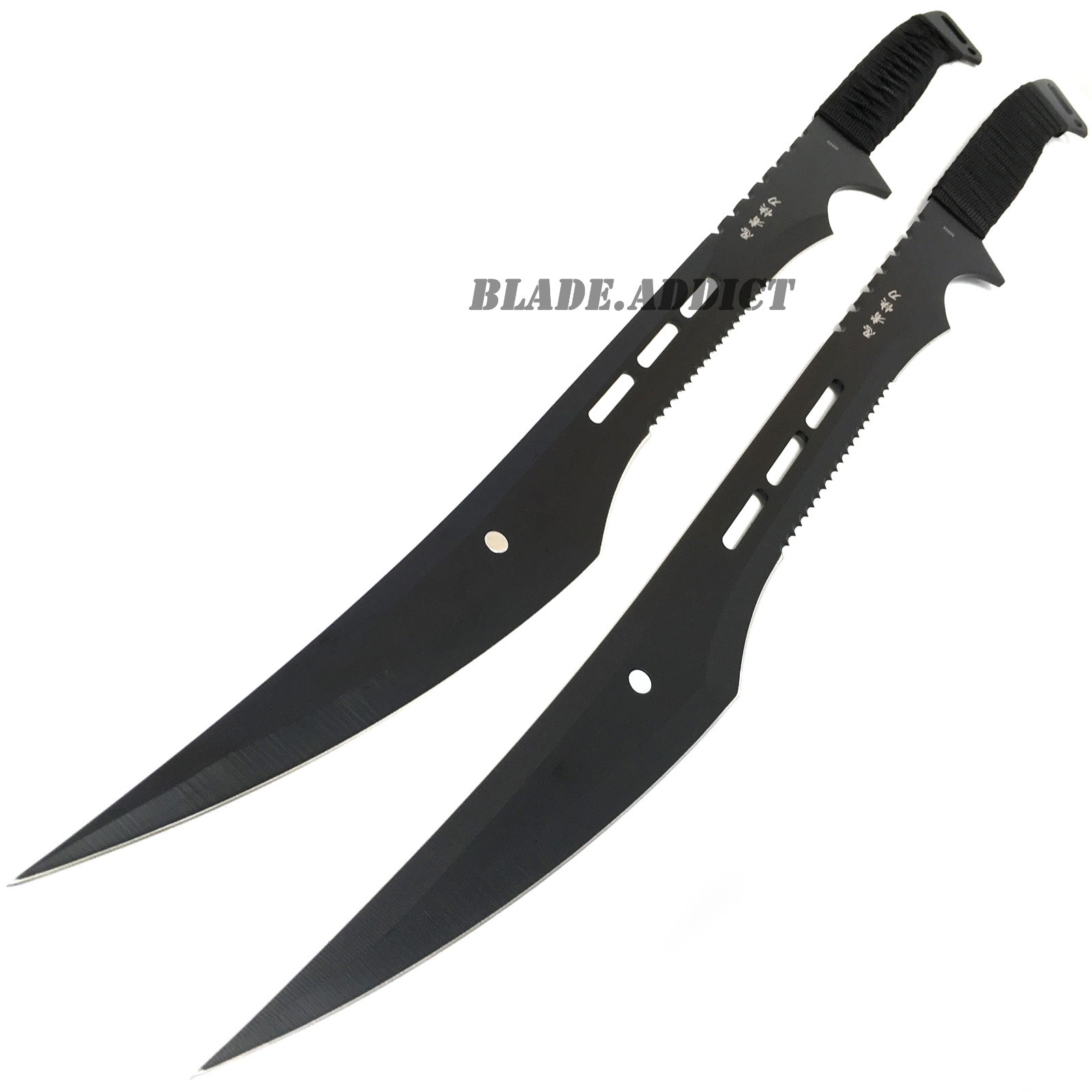 2 PC Ninja Tactical TWIN DUAL Fixed Blade Hunting Machete Combat Sword Katana