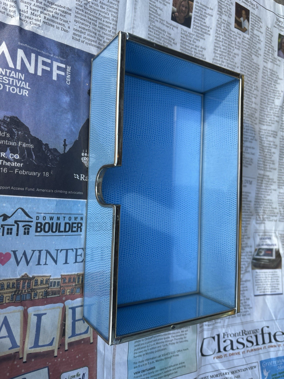 JM Piers Blue Faux Lizard guest towel holder, vanity tray and notepad holder