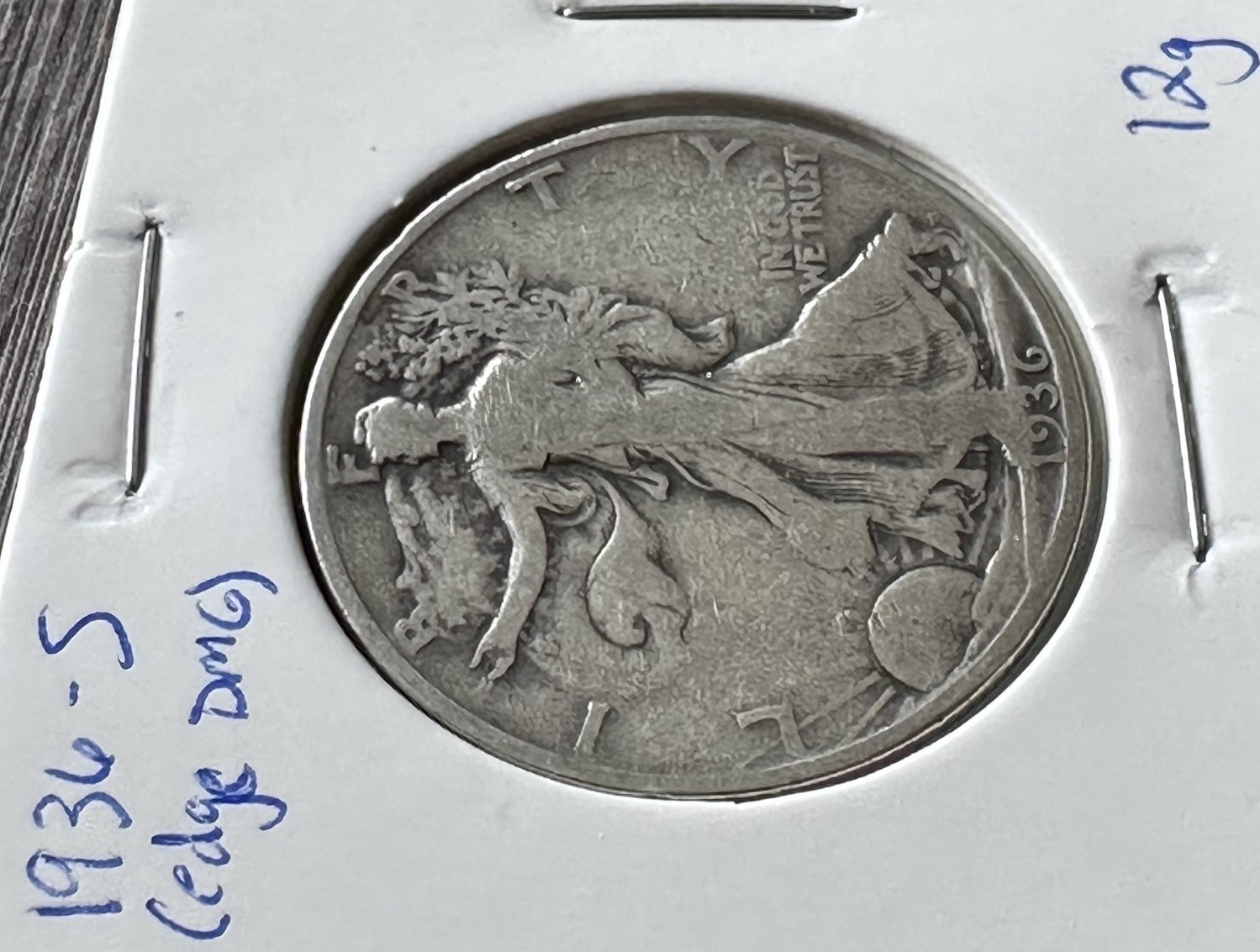 1936 P Walking Liberty Half Dollar - 90% Silver - Vintage Coin - *Edge Wear*