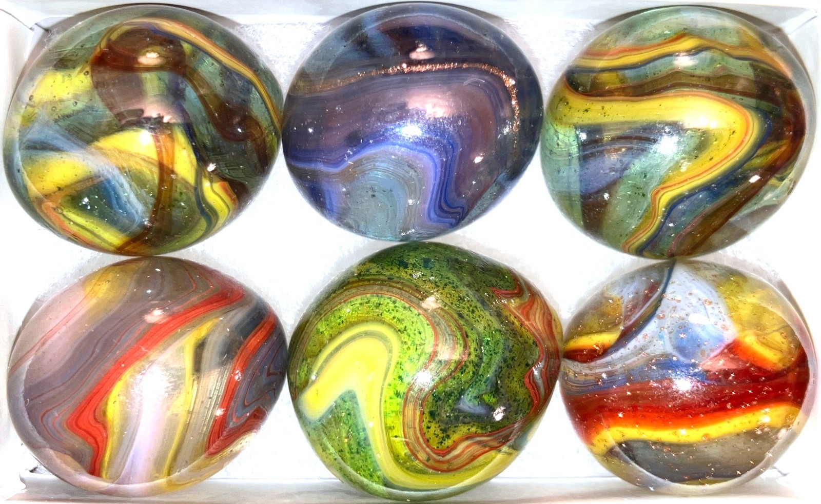 6 Jabo & D.A.S. Easter Eggs Marble Ingots Box Set Egg Marbles Gold Lutz Chain F