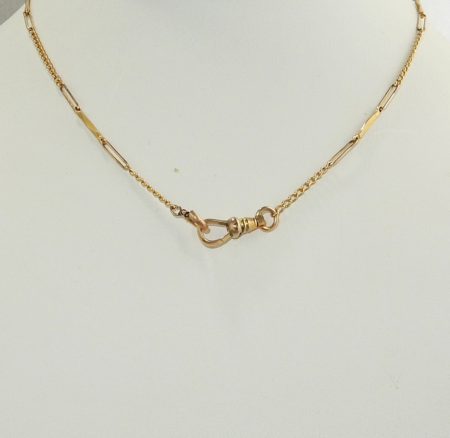 Antique Yellow Gold Filled 14.5" Fancy Bar Link Pocket Watch Chain 3.4g