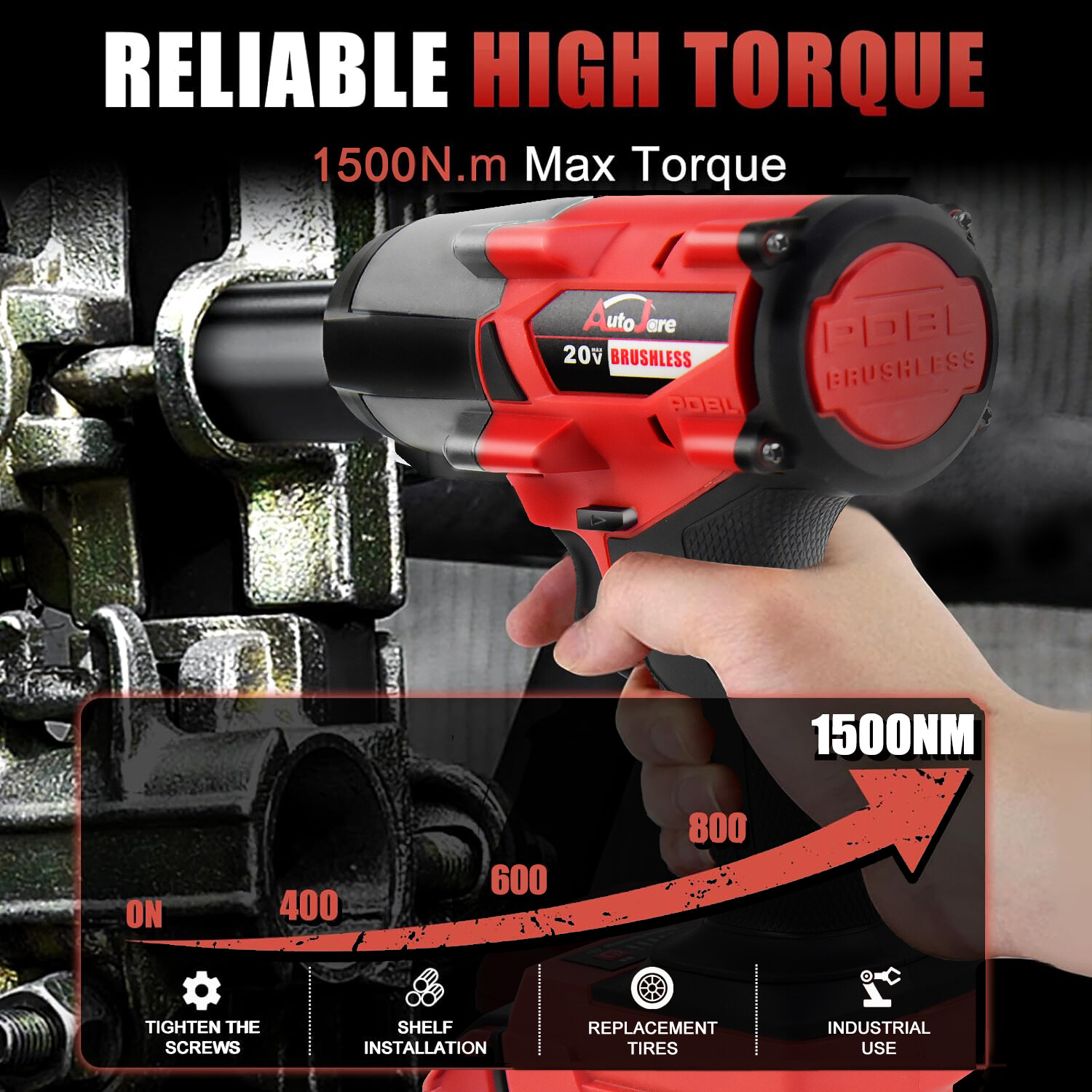 Cordless Impact Wrench for Milwaukee M18 Battery 1/2" High Torque 1500N.m