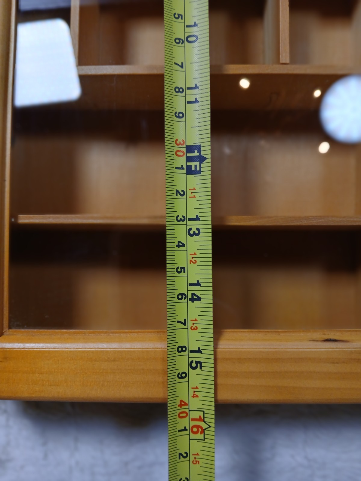 Vintage wood shadow box wall cabinet 22 Compartments Light Wood 16×11