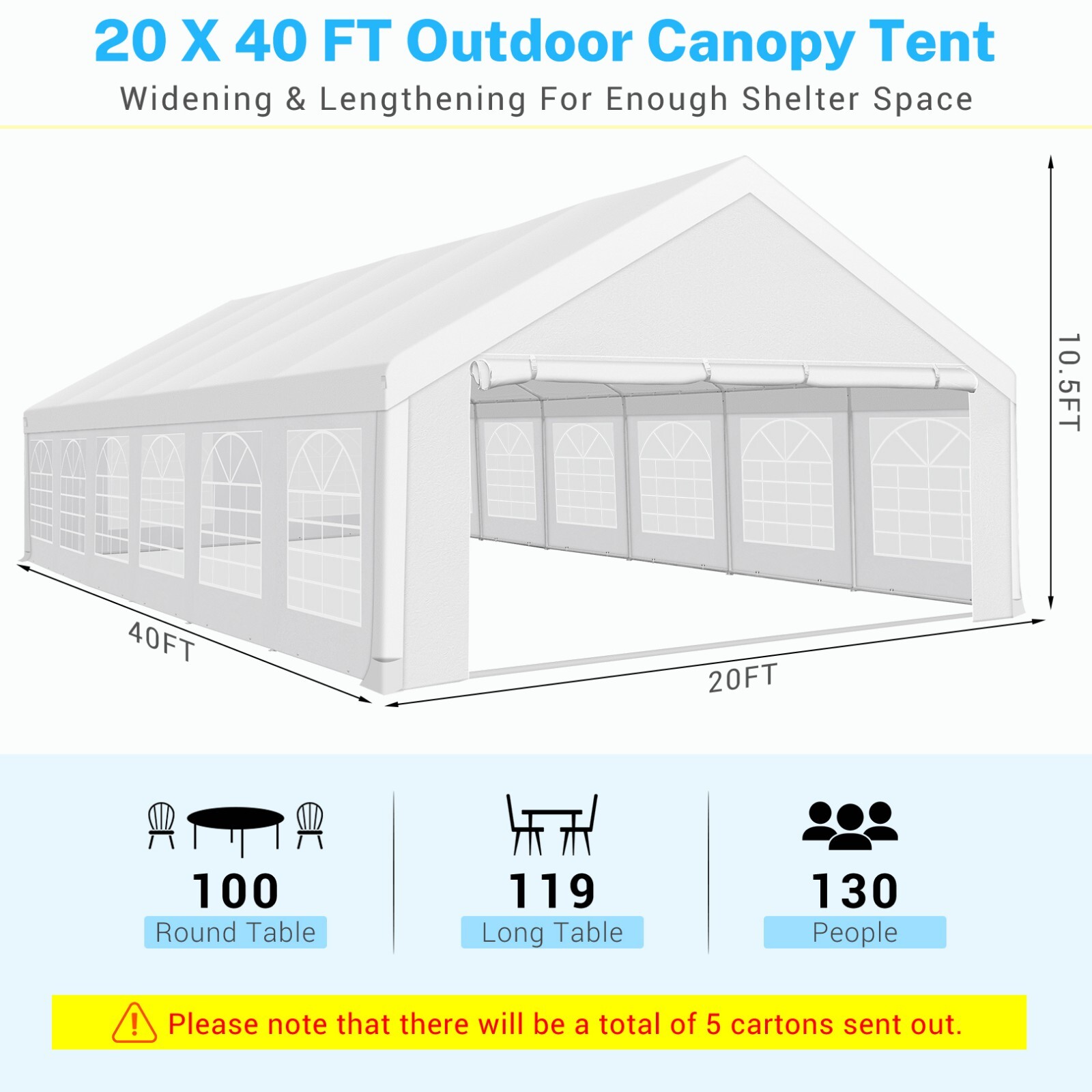 20'x40'、20'x30'\10x30' Outdoor Party Tent Heavy Duty Wedding Event Gazebo Canopy