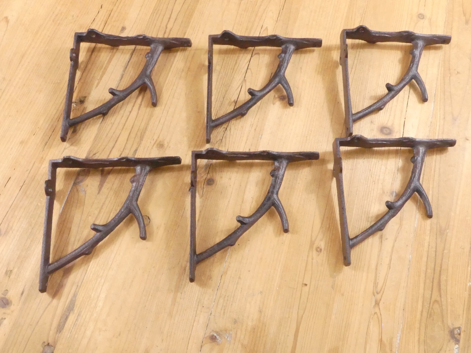 6 Cast Iron Tree Branch Shelf Wall Brace Rustic Wood Bracket 6 3/4" Corbel