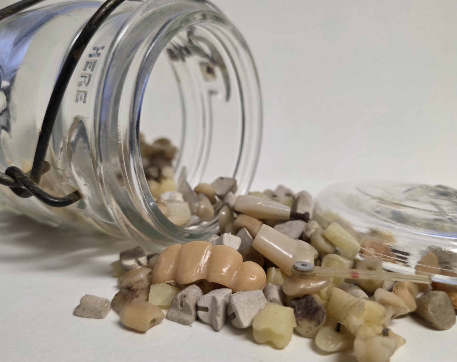 Oddity Atlas Jar Full of Fake Teeth - Ceramic, Plastic, Glass, Metal