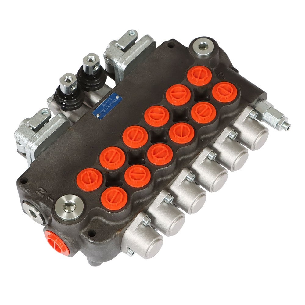 6 Spool 21 GPM,3625 PSI Hydraulic Directional Control Valve SAE w/ 2 Joysticks