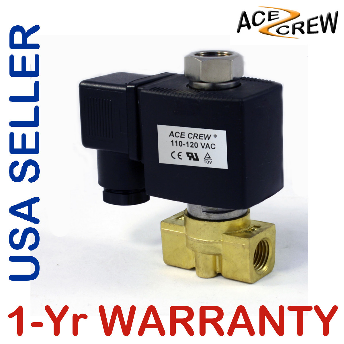 1/4 inch NORMALLY OPEN 110V-120V AC Brass Solenoid Valve NPT ONE-YEAR WARRANTY