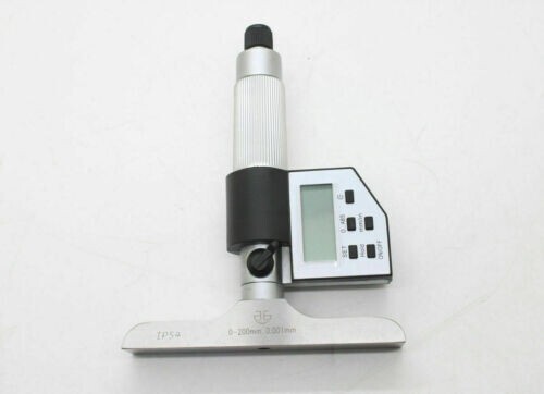 0-8" Digital Electronic Depth Micrometer Set 0-200mm Gauge Carbide LCD Display