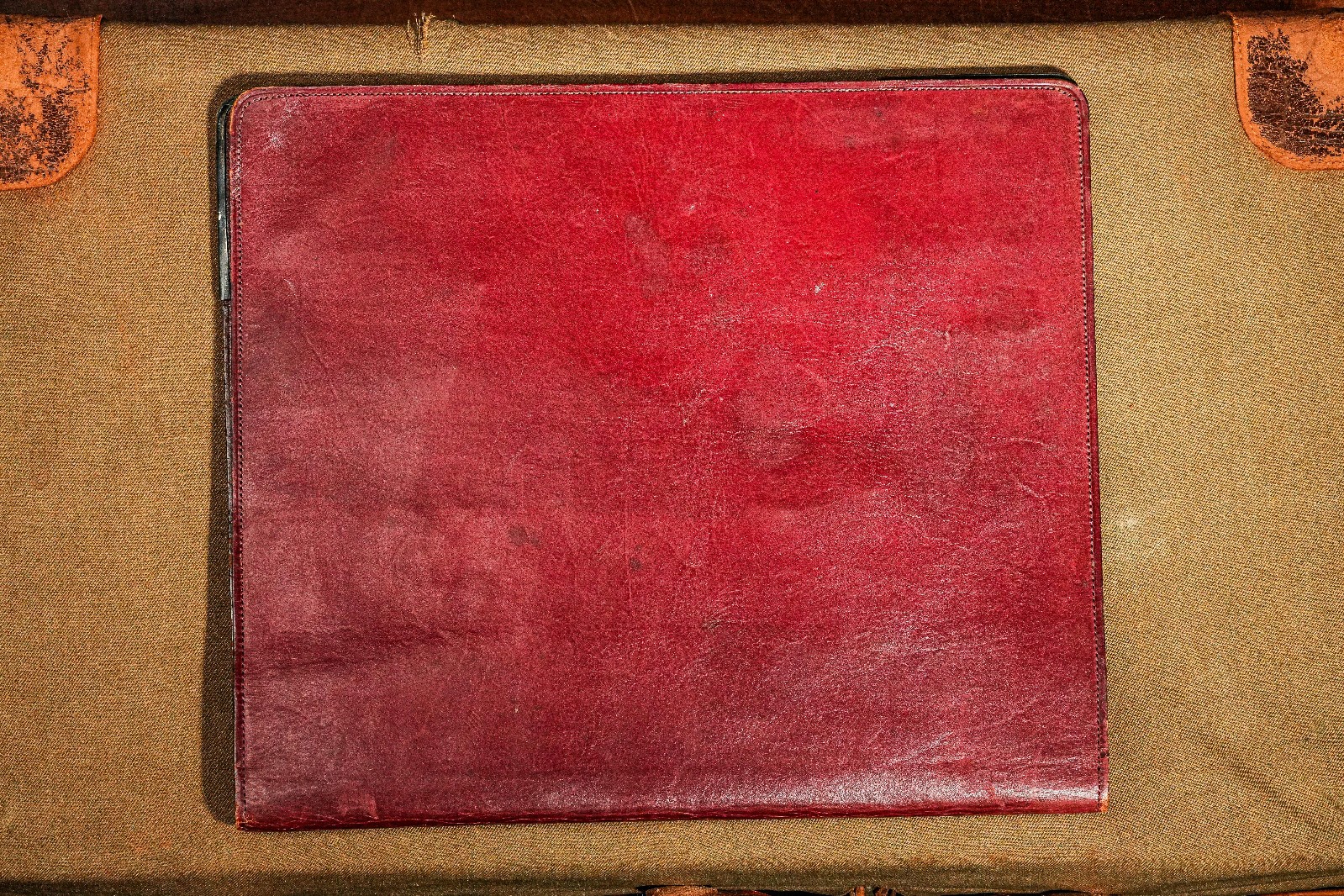 Handsome English Leather Document Desk Folio Folder Antique Sterling Silver