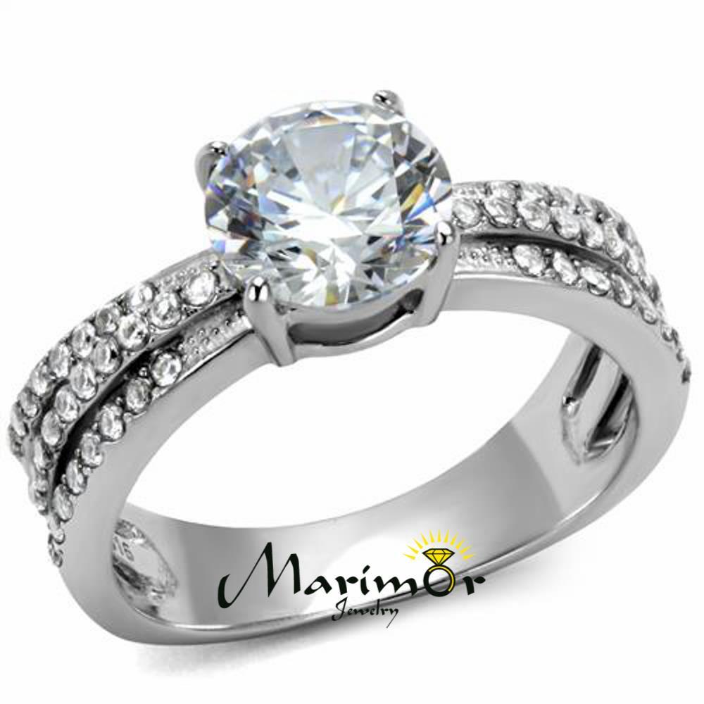Women's 2.22 Ct Round Cut Zirconia Stainless Steel Engagement Ring Size 5-10