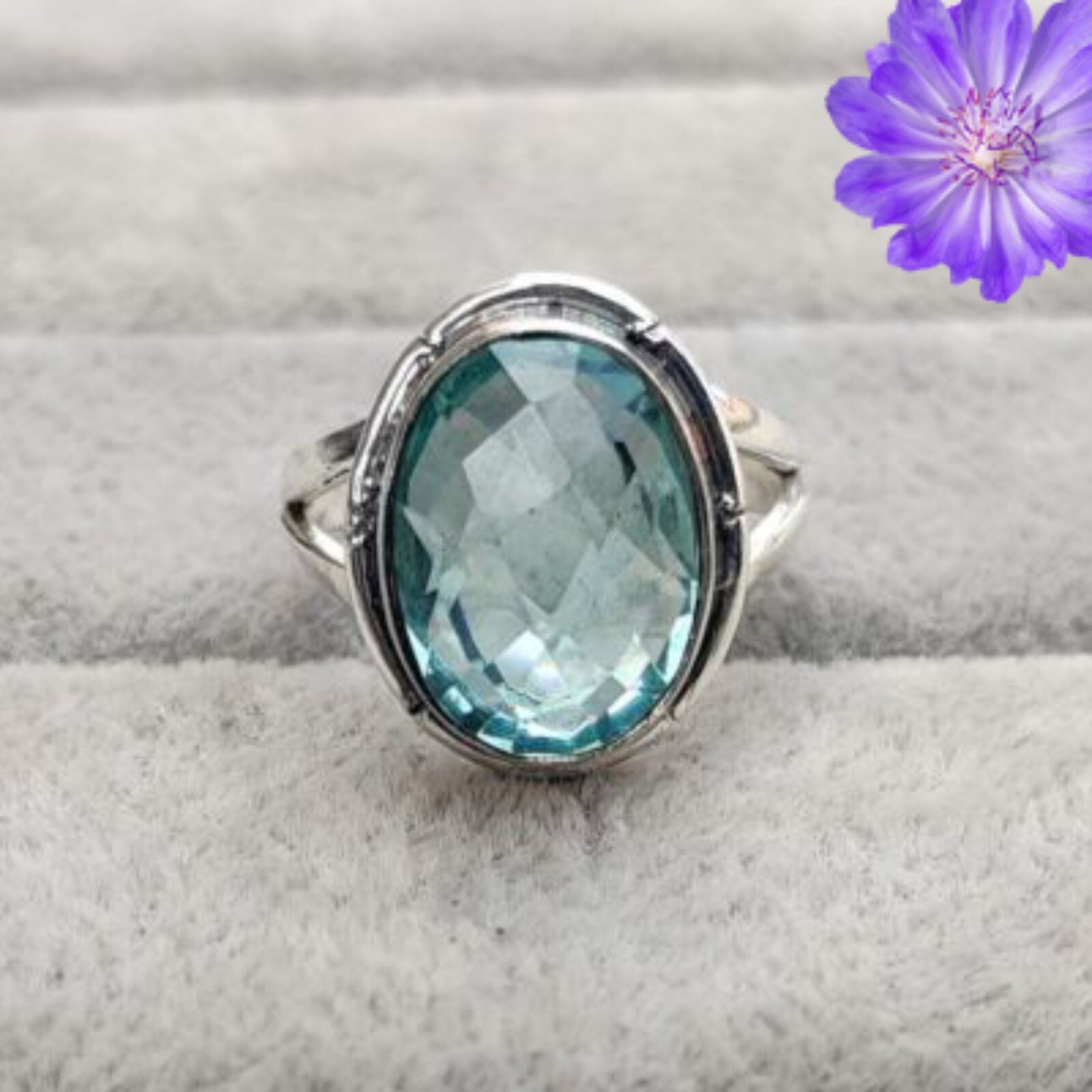 Aquamarine Gemstone 925 Sterling Silver Ring Handmade Jewelry Ring For Gift