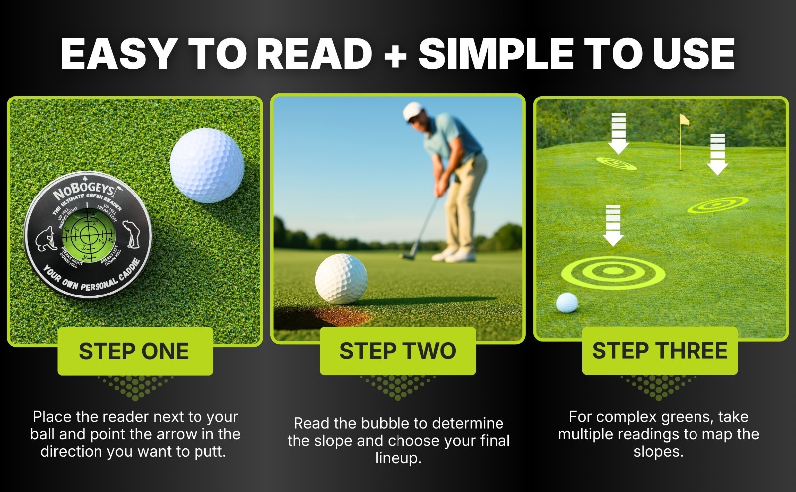 NoBogeys Precision Green Reader - Aluminum Golf Ball Marker