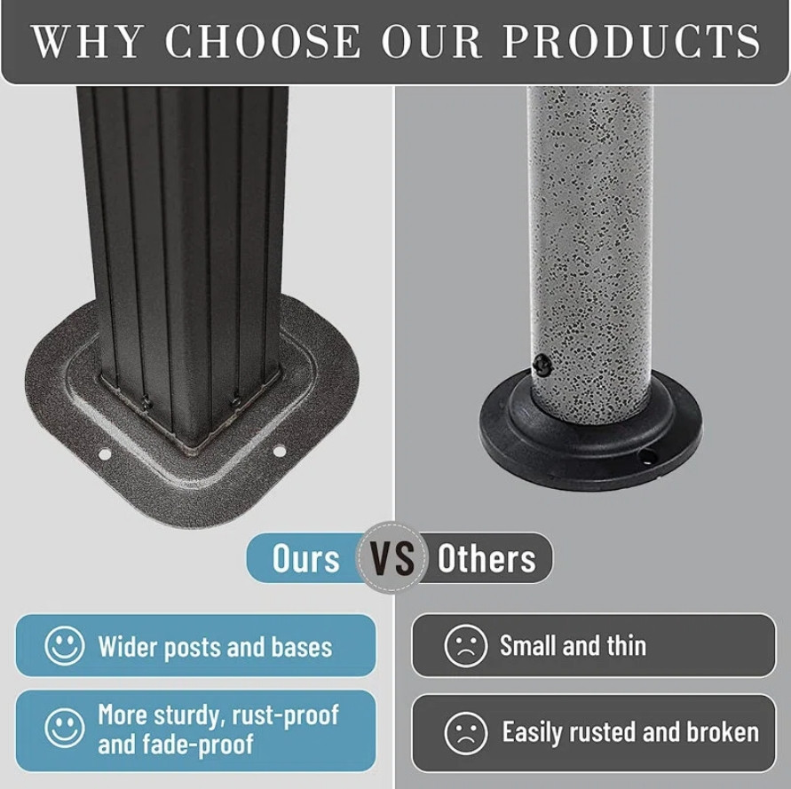 Domi Hardtop Double Roof Grill Gazebo 8x5FT w/Galvanized Steel,Side Shelves,Grey