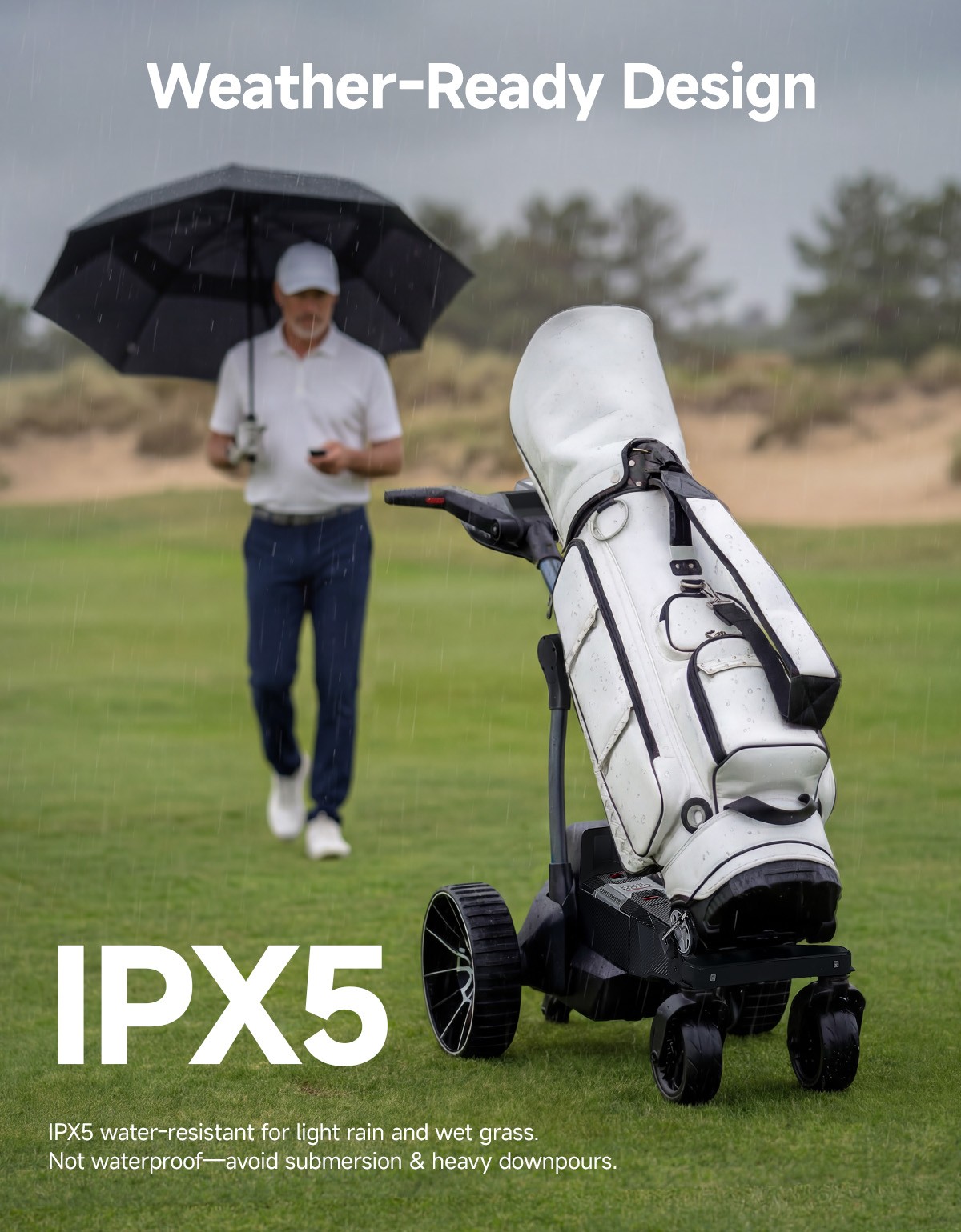 ApexR Foldable Electric Golf Push Cart Trolley Remote Control with Assist Mode