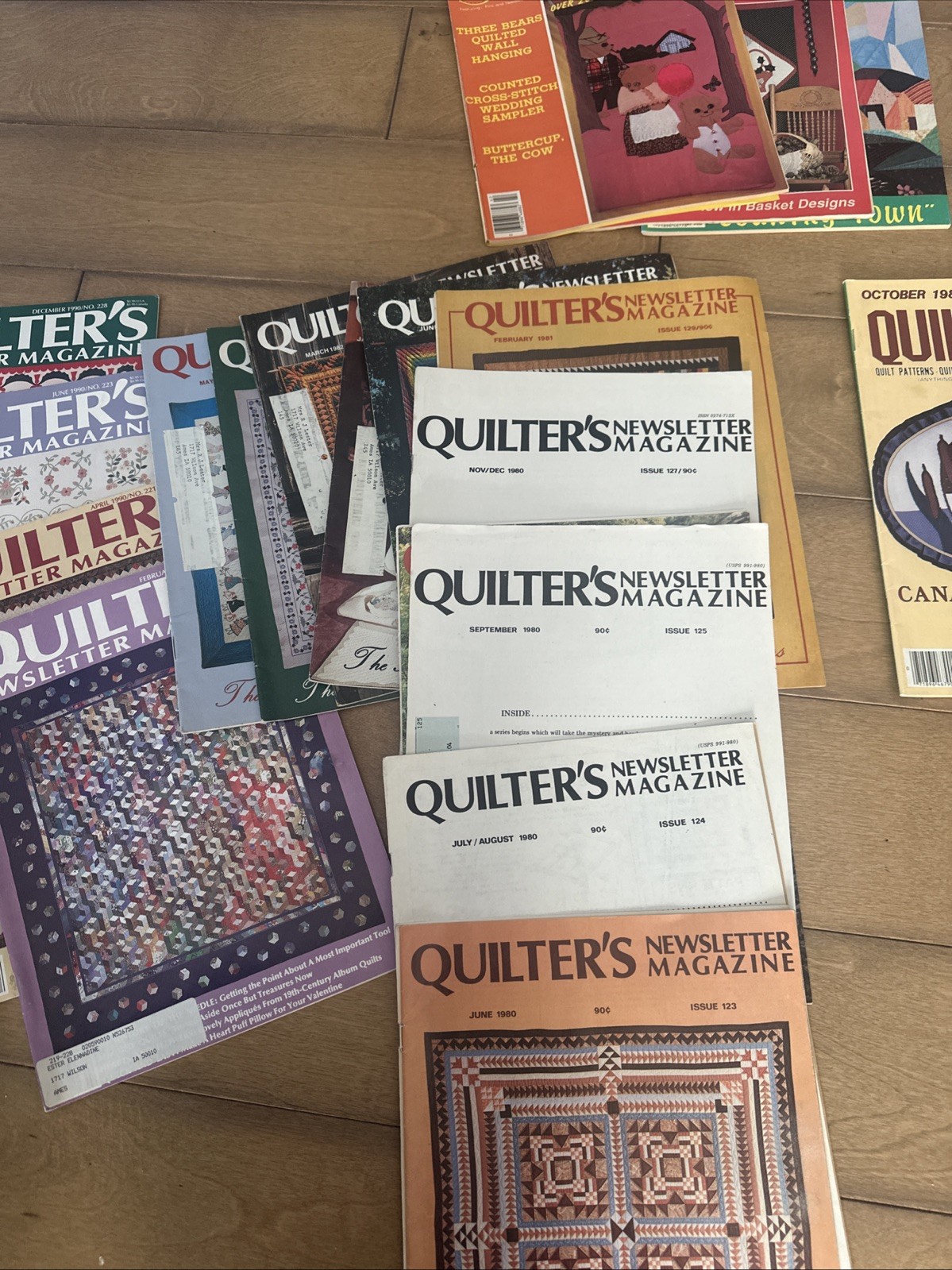~30 Quilting/Stitching Magazines most 1980's Quilter's Newsletter 1980-90