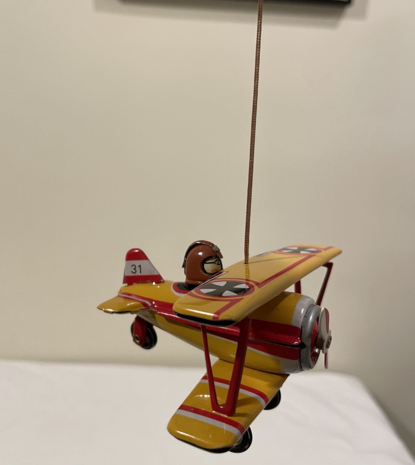 Schylling Bi-Plane Tin Toy Christmas Ornament Collector Series 3.5in