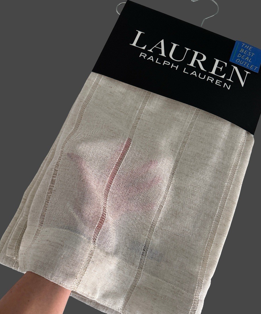 New Ralph Lauren Window Curtains 2 Panels Beige 54 x 96 Linen Hamilton Back Tab