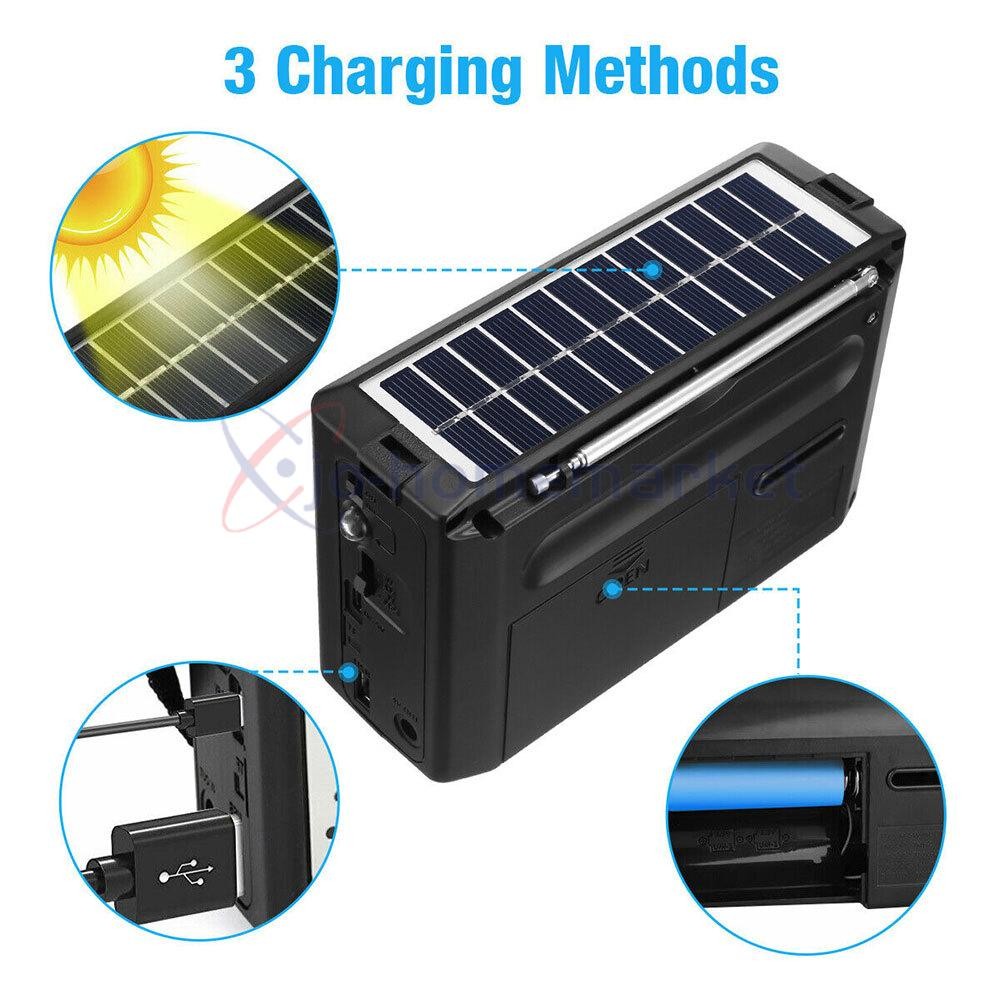 Portable Solar Radio FM/AM SW Digital Bluetooth Speaker MP3 Player Rechargeable