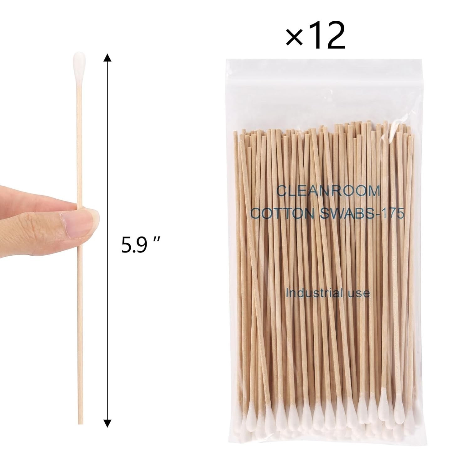1200 Count Cotton Swabs 6 Inch Long Wooden Sticks Cleaning Applicators