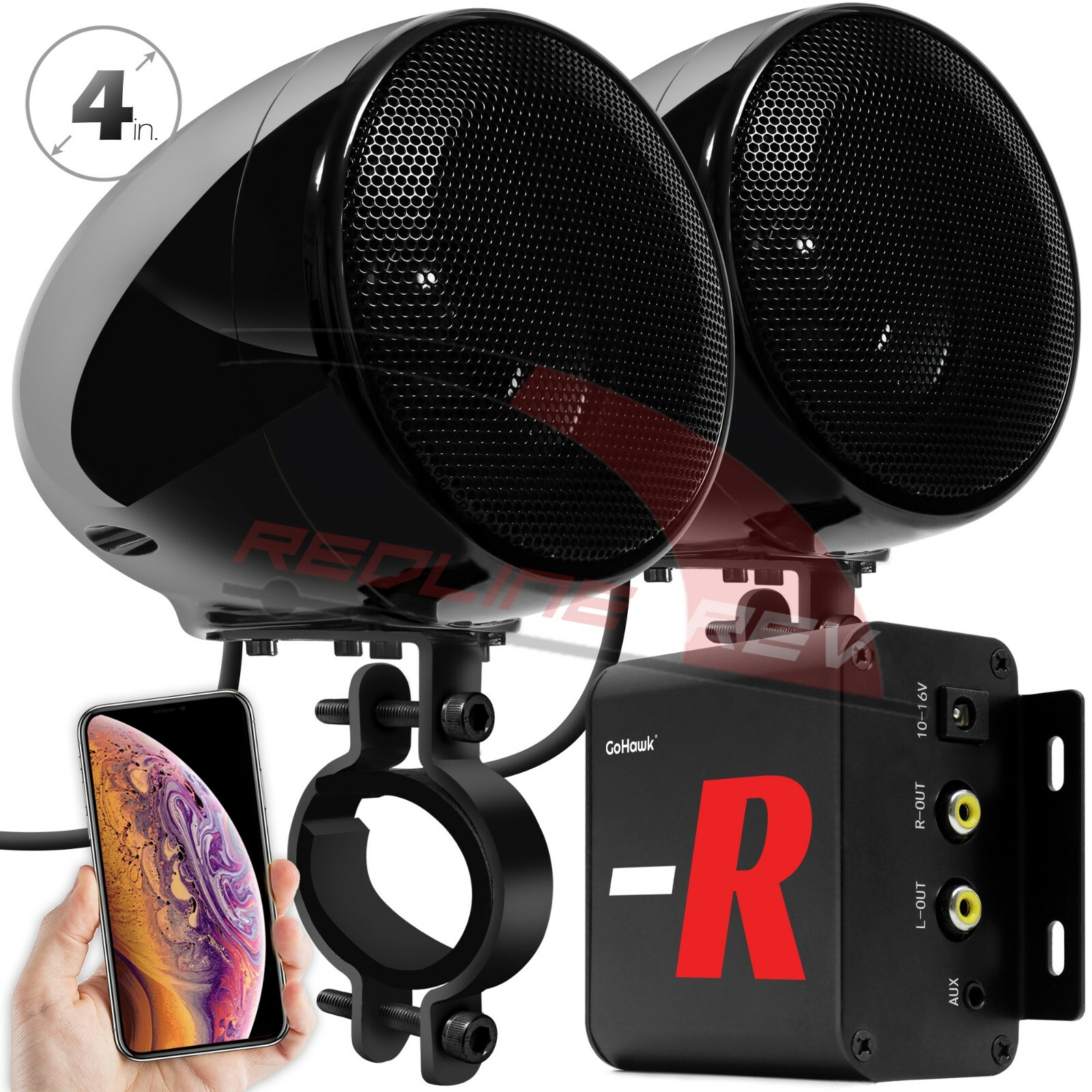 Refurbished Bluetooth Motorcycle ATV Stereo s Speakers System Audio AUX FM Radio