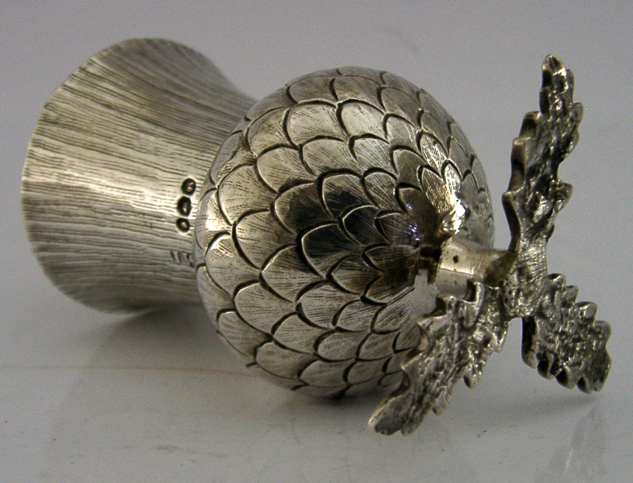 RARE WILLIAM IV STERLING SILVER SCOTTISH THISTLE POUNCE POT 1837 ANTIQUE 66g