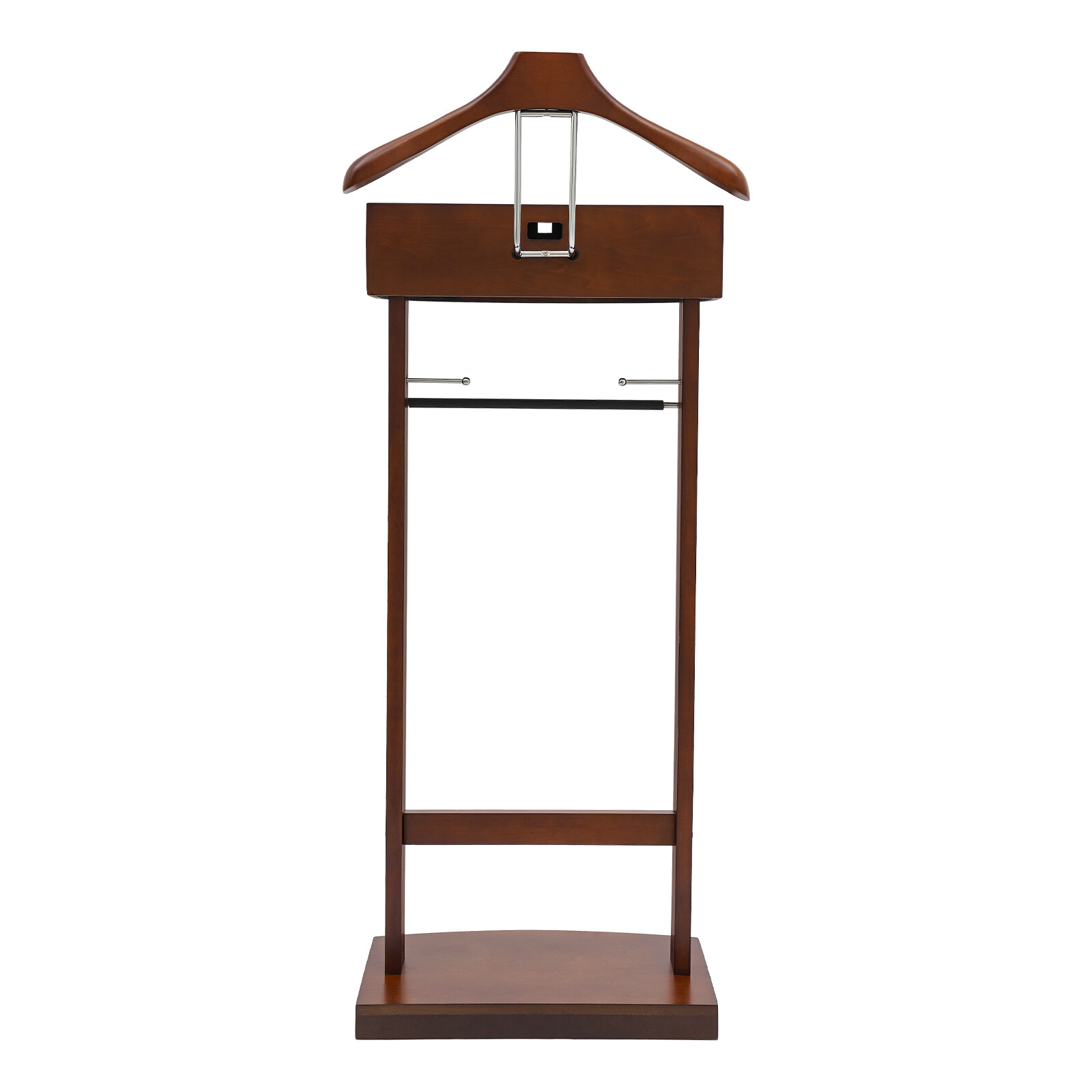 Modern Wood Suit Rack Freestanding Clothing Valet Stand Brown For Home Indoor US