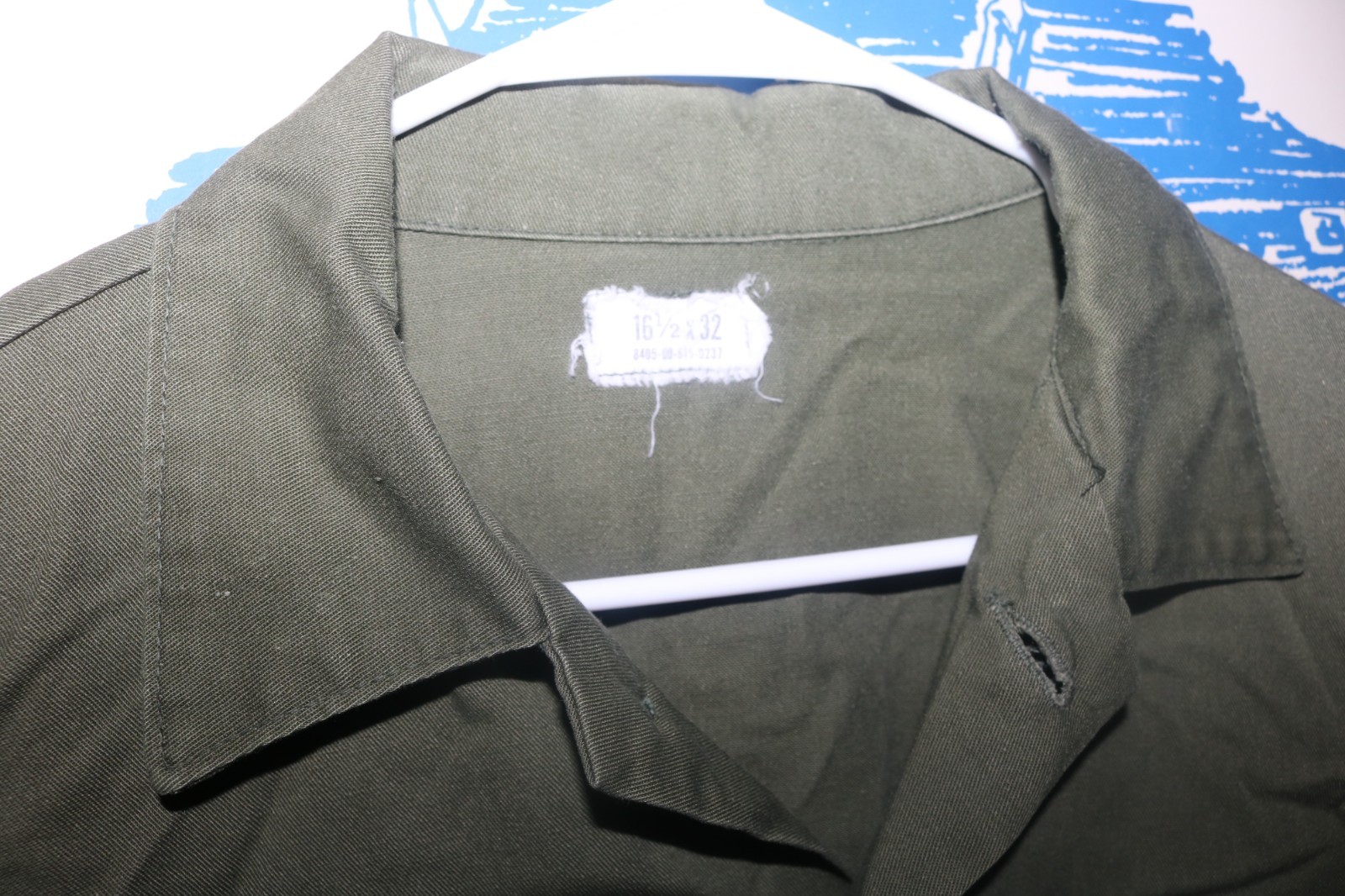 VG++ to Exc cond USGI OG-507 fatigue shirt post Vietnam sz 16.5 x 32 BIG SIZE!