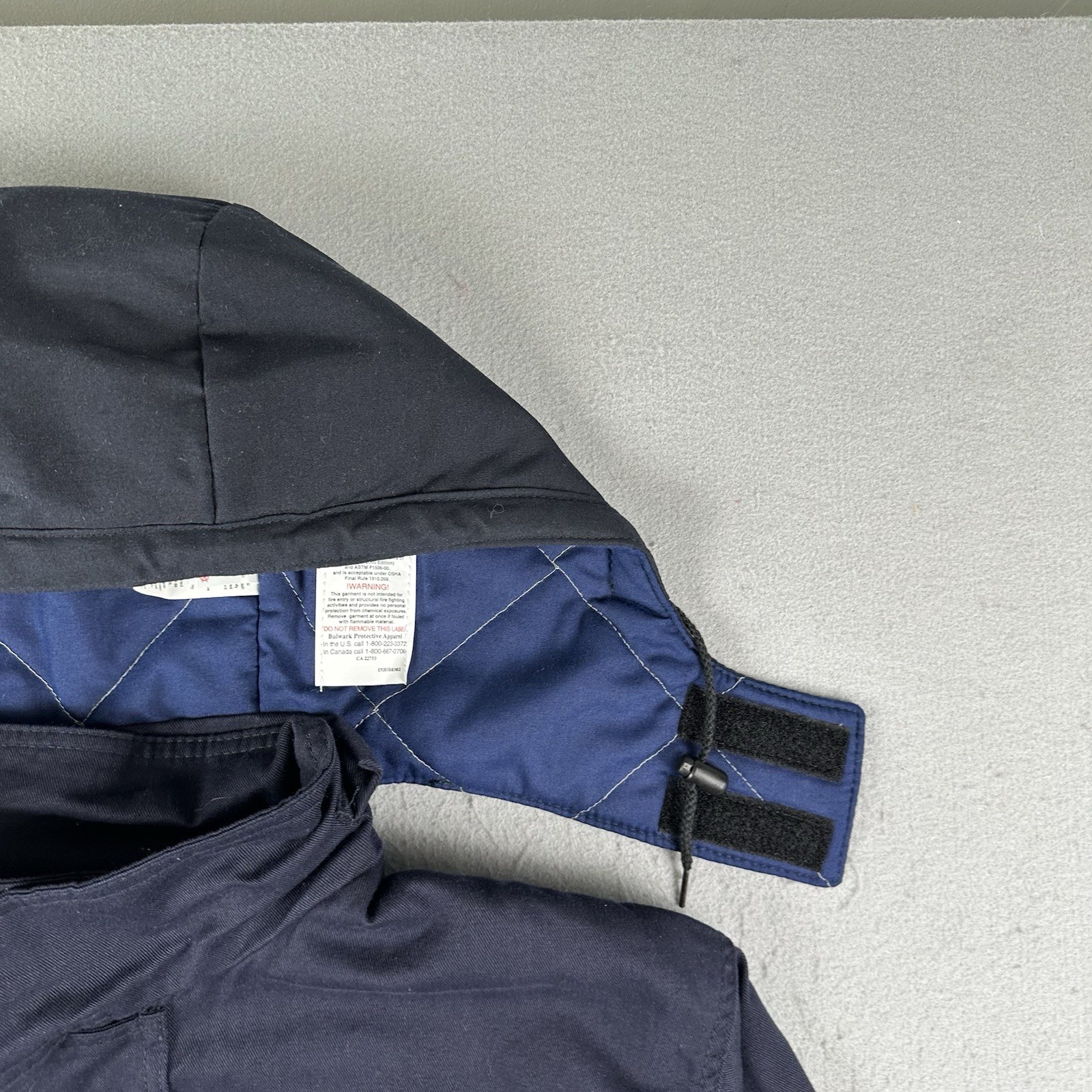 Bulwark FR Jacket Mens XL Blue Flame Resistant Workwear Snap Zip Hooded