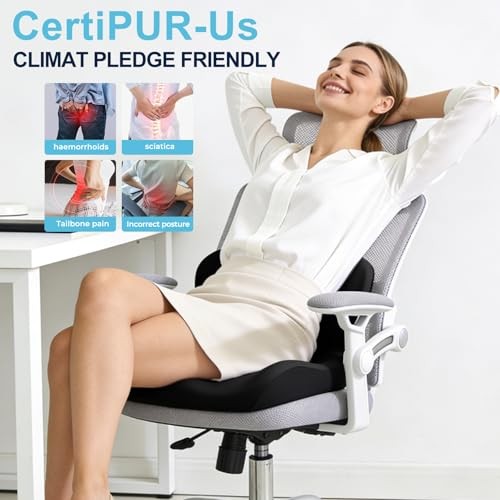 Seat Cushion, Office Chair Cushion, L-Shaped Ergonomic Car Seat Cushions, Black