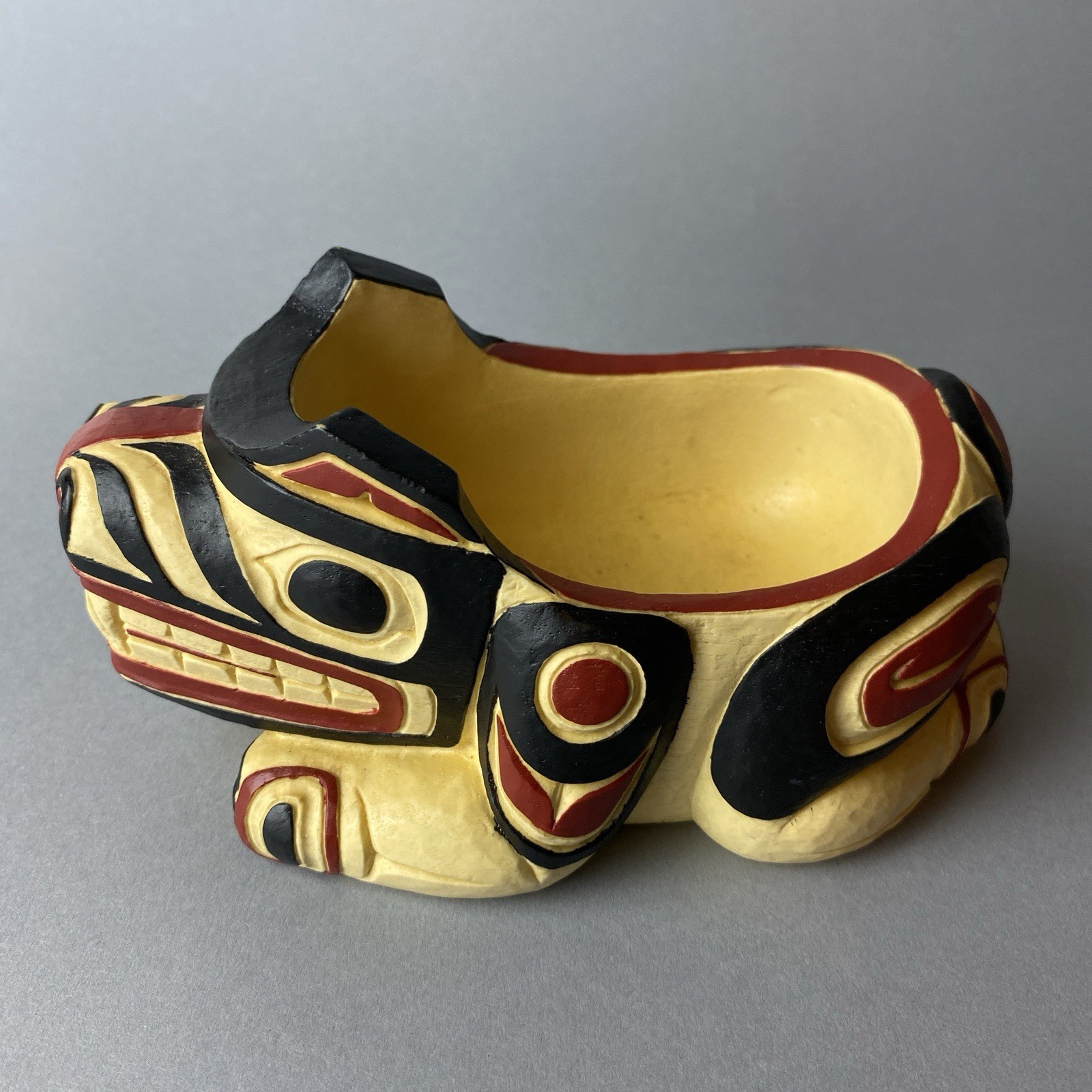 Potlatch Bowl Bear BOMA Hand Painted Art Northwest Coast First Nations Canada