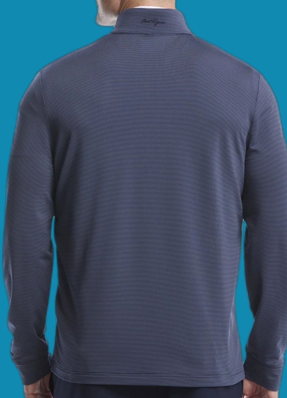 Ben Hogan Feeder Stripe Golf Mock Neck Quarter Zip Navy New