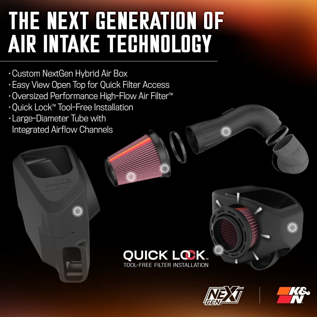 K&N NextGen Cold Air Intake for 2020-2025 Sierra Silverado 2500/3500HD 6.6L GAS