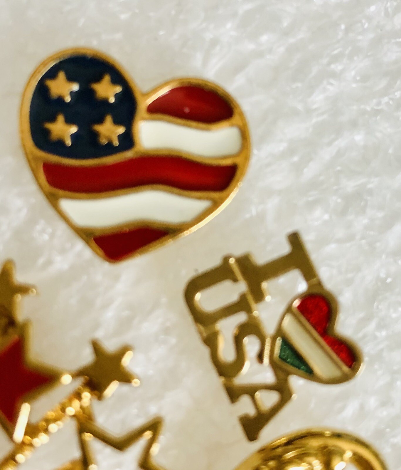 Avon 4th Of July Independence Day Tack Pin LOT (4 Pins) Flags USA