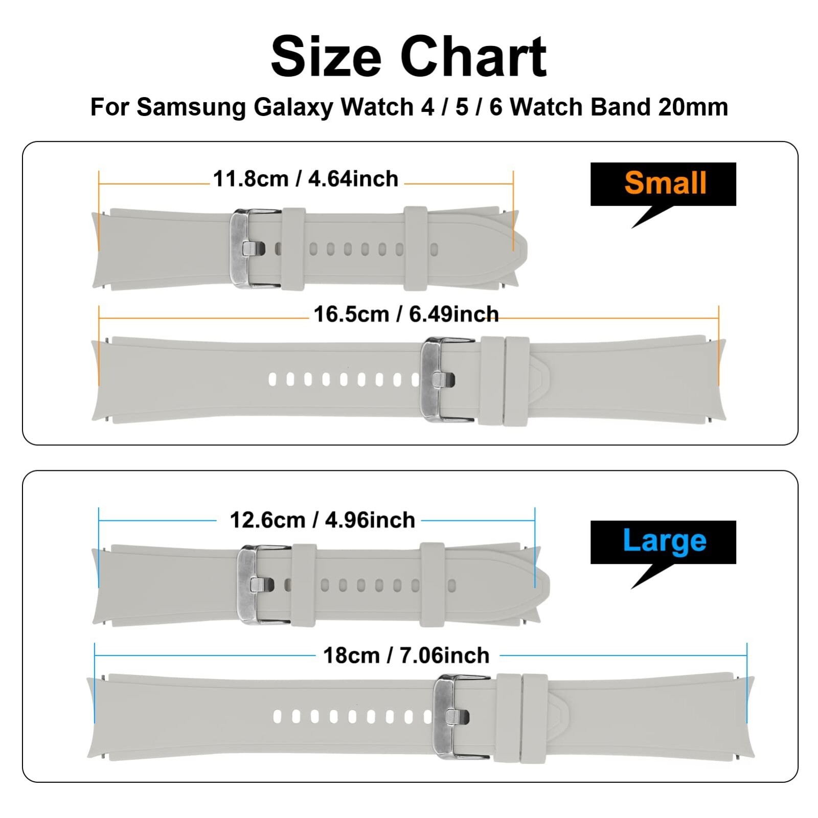 OEM Samsung Galaxy Watch 4 5 6 Smartwatch 20mm Width Watch Band - Colors