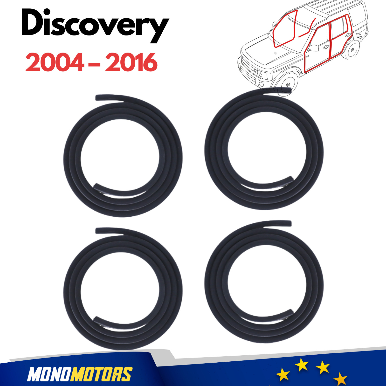 VELVET DOOR SEAL SET 4PCS FOR LAND ROVER DISCOVERY 3 4 2004-2016 RUBBER