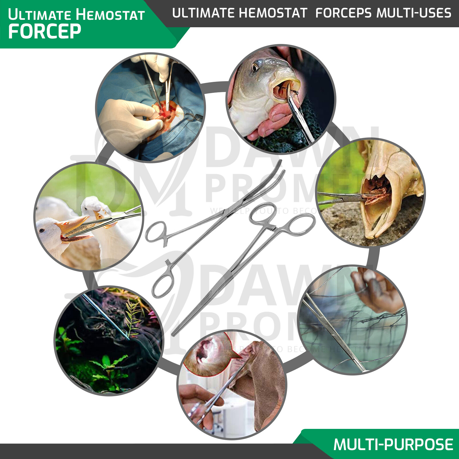 6-Piece Ultimate Hemostat Forceps Set Fishing Pliers FREE Case Kit-2 German Gr