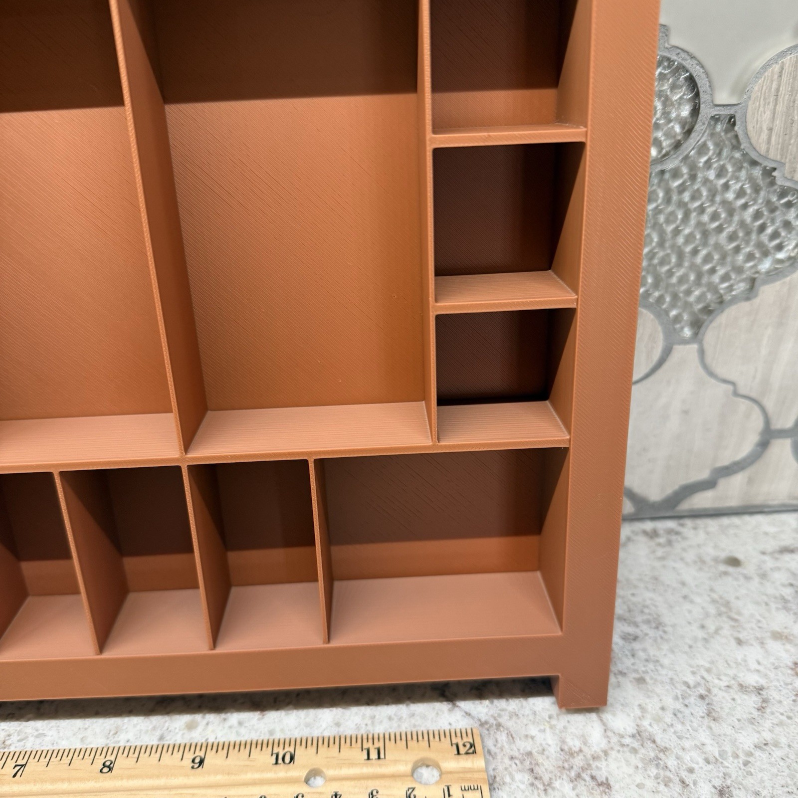 Trinket Shelf Tray Display 1:12 Brown Miniatures Dollhouse Minis 13.5”x13.5”