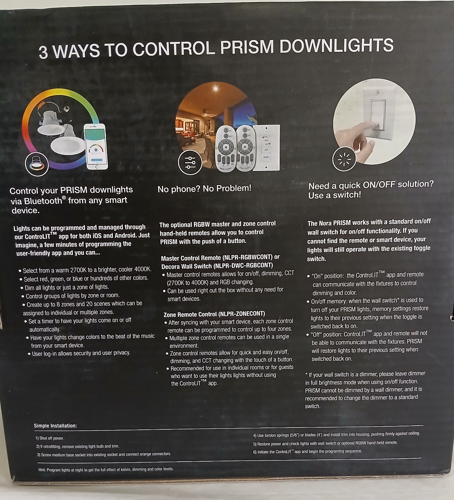 NORA PRISM NLPR-5641. 5"/6" Smart LED RGBW Retrofit Downlight-NEW. Free Shipping