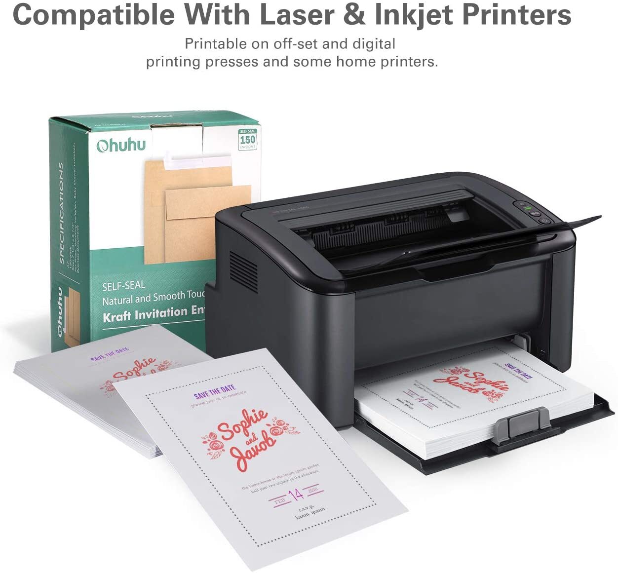 A7 Printable Brown Kraft Envelopes 5x7 250 Pack, Ohuhu A7 5-1/4 x 7-1/4 Inch