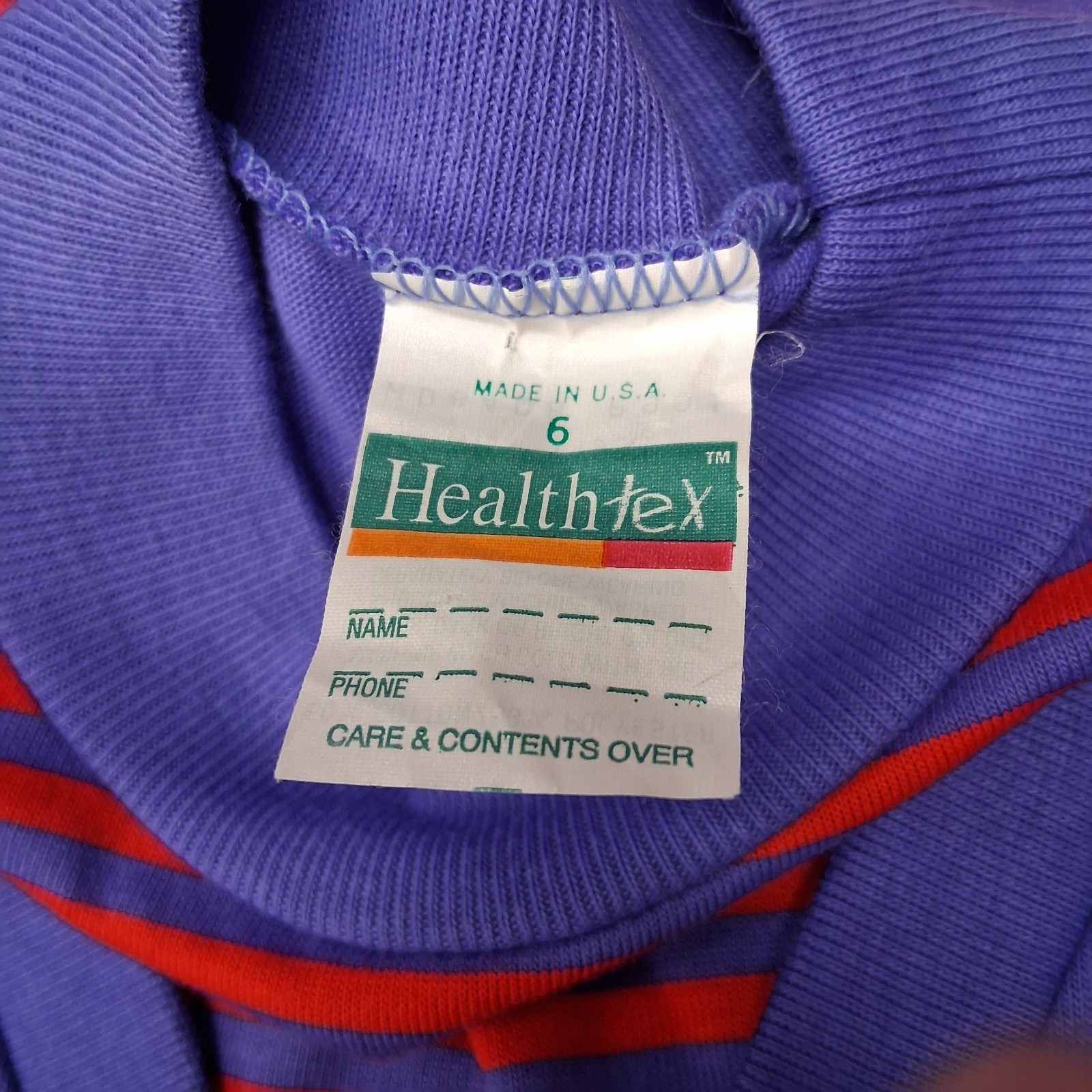 Vintage Healthtex Girls Dress-6-Purple-Red-Solid-Stripe-Drop Waist Made In USA