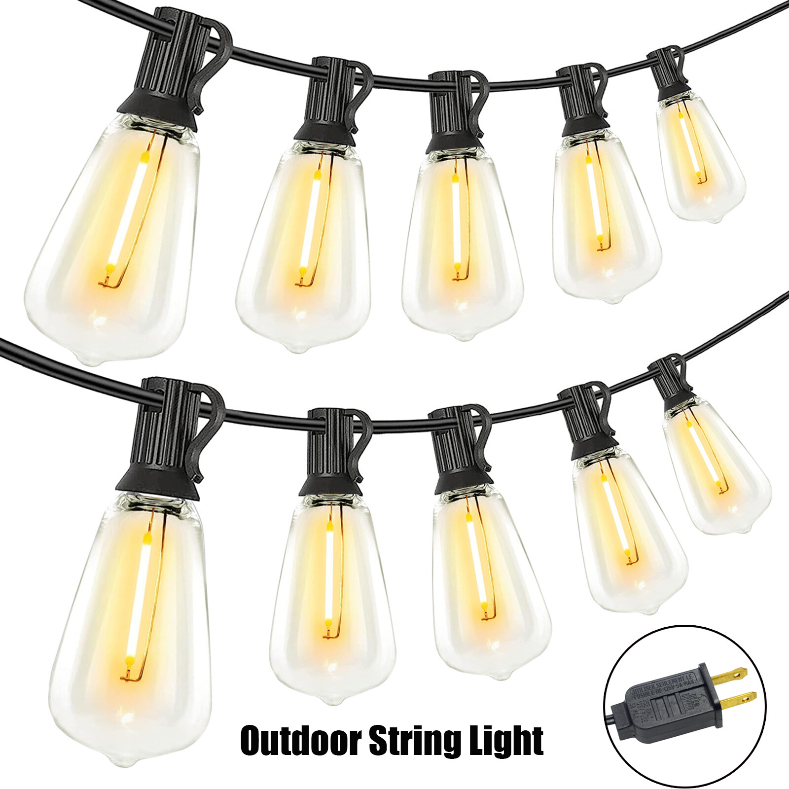 String Lights - 100 Feet LED Outdoor String Lights - Shatterproof, Waterproof