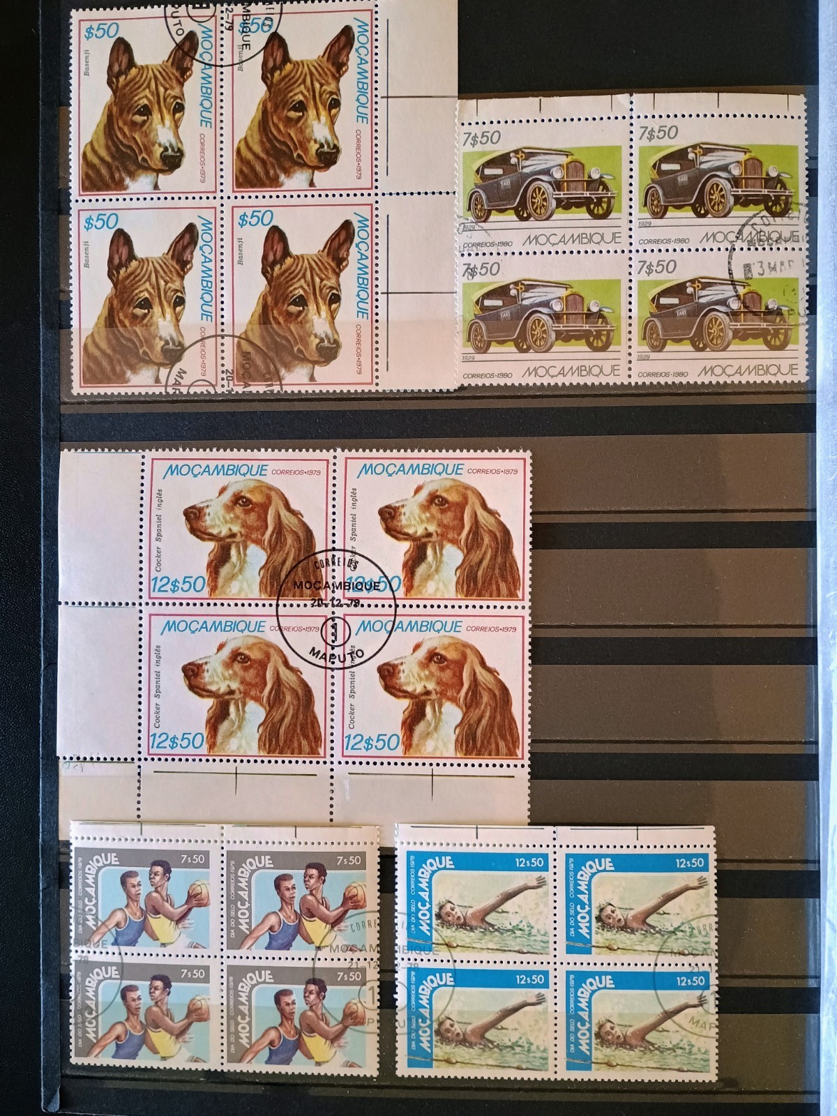 26076-Mozambique Stamps, 1978-80 Collection Lot of 5 (Five) Blocks of 4 - CTO