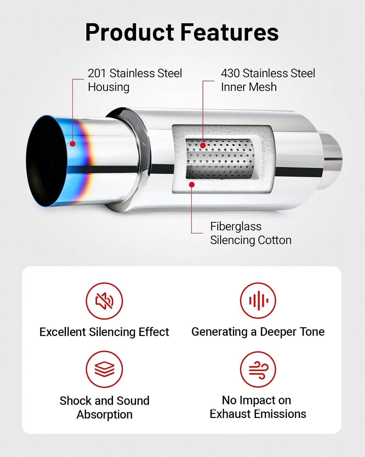 EVIL ENERGY 3.0 Inch Inlet 4.0 Inch Outlet Exhaust Muffler 3.0" to 4.0"Universal